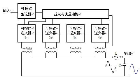 四阶梯波输出的UPS电路原理方框图